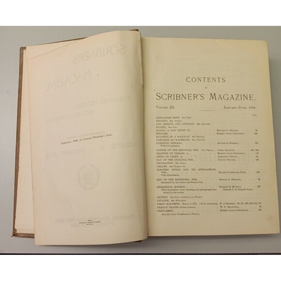 Rare Antique Hardcover Scribner\'s Magazine Illustrated VOL III: 1888 (JAN- JUN)